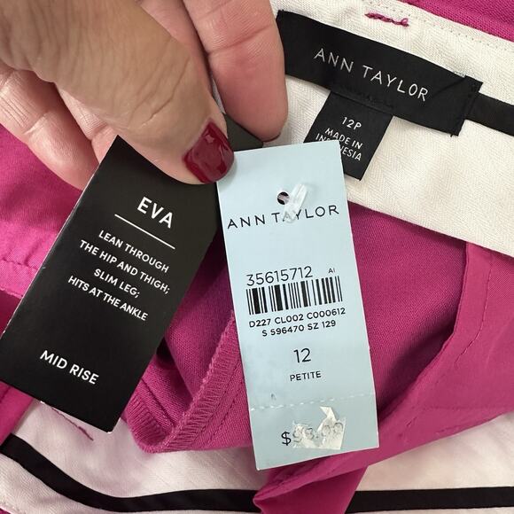 Ann‎ Taylor Eva Ankle Pants 12 Petite Career Pink Stretch Pockets Spring NEW - Picture 7 of 9